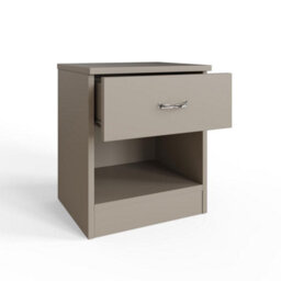 Fwstyle Pair Of 1 Drawer Open Shelf Putty Nightstands - thumbnail 4