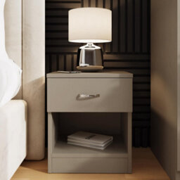 Fwstyle Pair Of 1 Drawer Open Shelf Putty Nightstands - thumbnail 2