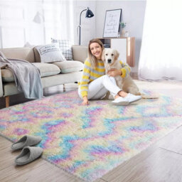 Ameha Living Room - Area Rugs Rainbow 200X290Cm For Bedroom Anti Slip Modern Super Soft Thick Pile Fluffy Shaggy Rug Non Shedding - thumbnail 5