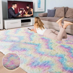 Ameha Living Room - Area Rugs Rainbow 200X290Cm For Bedroom Anti Slip Modern Super Soft Thick Pile Fluffy Shaggy Rug Non Shedding - thumbnail 6