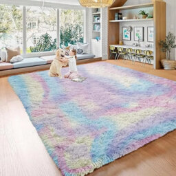Ameha Living Room - Area Rugs Rainbow 200X290Cm For Bedroom Anti Slip Modern Super Soft Thick Pile Fluffy Shaggy Rug Non Shedding - thumbnail 2