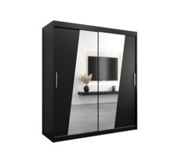 Arte Rhomb Contemporary Mirrored 2 Sliding Door Wardrobe 9 Shelves 2 Rails Black Matt (H)2000mm (W)1800mm (D)620mm - thumbnail 1