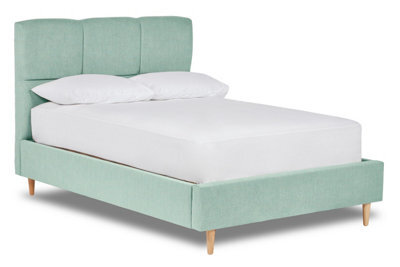 Divan Base Direct Blossom Modern Square Paneled Fabric Bed Base Only 6Ft Super King- Marlow Duck Egg - image 1
