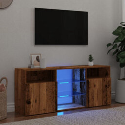 Berkfield Tv Cabinet With Led Lights Old Wood 120X30X50 Cm Engineered Wood - thumbnail 1
