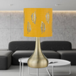 First Choice Lighting Romana - Antique Brass Touch Operated Table Lamp With Ochre Fern Shade - thumbnail 3