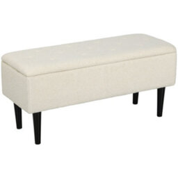 "Homcom 15"" Ottoman Storage Box With 47L Storage Capacity, Cream White" - thumbnail 2