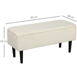 "Homcom 15"" Ottoman Storage Box With 47L Storage Capacity, Cream White" - thumbnail 3