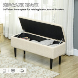 "Homcom 15"" Ottoman Storage Box With 47L Storage Capacity, Cream White" - thumbnail 4