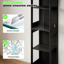 4 Tier Display Cabinet Glass Doors 3 Color Sensor Led Light Cupboard Bookcase - thumbnail 4
