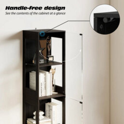 4 Tier Display Cabinet Glass Doors 3 Color Sensor Led Light Cupboard Bookcase - thumbnail 2