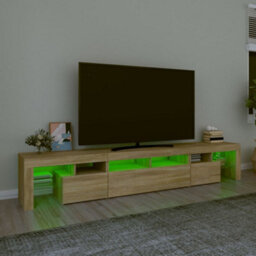 Berkfield Tv Cabinet With Led Lights Sonoma Oak 230X36.5X40 Cm - thumbnail 4
