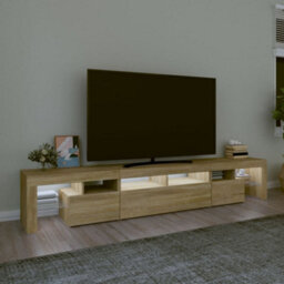 Berkfield Tv Cabinet With Led Lights Sonoma Oak 230X36.5X40 Cm - thumbnail 3
