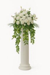 Sandra Chaircovers Rose Ball Collection, 50Cm Diameter, Artificial White Rose Flower Ball With Green Eucalyptus, Single, White And Green - thumbnail 3