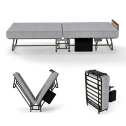 Matteo Single Folding Bed With Memory Foam Mattress, Headboard & Usb Charging Port, Grey - thumbnail 9
