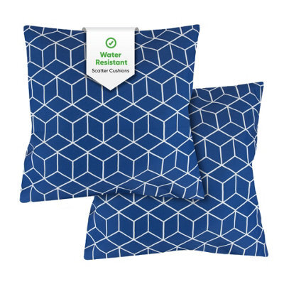 Gardenwize Pack Of 2 Blue Cube Cushion Covers 45 X 45Cm Indoor Outdoor - image 1