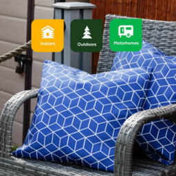 Gardenwize Pack Of 2 Blue Cube Cushion Covers 45 X 45Cm Indoor Outdoor - thumbnail 6
