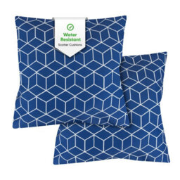 Gardenwize Pack Of 2 Blue Cube Cushion Covers 45 X 45Cm Indoor Outdoor - thumbnail 1