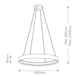 Luminosa Lighting Elstead Larousse Integrated Led Large Pendant Light Champagne Bronze 2637K - thumbnail 3