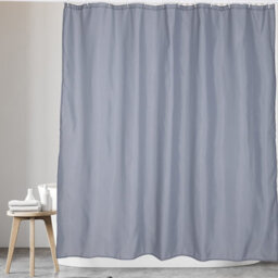 Kav Polyester Fabric Shower Mould And Mildew Resistant Curtain With Metal Button Hole Bathroom Accessories-Grey 180X220Cm