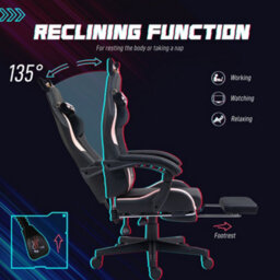Homcom Gaming Chair With Footrest, Reclining Computer Chair, Black - thumbnail 6
