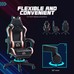 Homcom Gaming Chair With Footrest, Reclining Computer Chair, Black - thumbnail 7