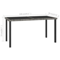 Walplus Garden Dining Table Grey 140X70X73 Cm Poly Rattan - thumbnail 5