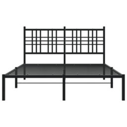 Berkfield Metal Bed Frame Without Mattress With Headboard Black 140X190Cm - thumbnail 4