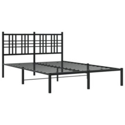 Berkfield Metal Bed Frame Without Mattress With Headboard Black 140X190Cm - thumbnail 3