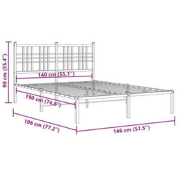 Berkfield Metal Bed Frame Without Mattress With Headboard Black 140X190Cm - thumbnail 8
