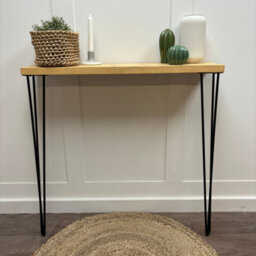Off the Grain Rustic Console Table With Steel Hairpin Legs -  Hallway Wooden Table  -  Rugger Brown Finish  160Cm Length - thumbnail 2