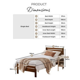 Furniturebox Uk Declan Walnut Stain Solid Pine Single Bed Frame - thumbnail 7