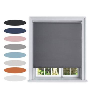 Lister Cartwright Blackout Plain Roller Blinds Windows Blind Child Safety Included (Dark Grey, 120 Cm Width X 160 Cm Drop) - image 1