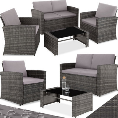 Tectake Garden Furniture Set Jesolo - 2 Armchairs, 1 Sofa,  And Coffee Side Table  - Grey/light Grey - image 1