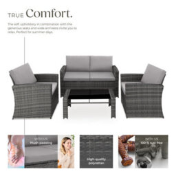 Tectake Garden Furniture Set Jesolo - 2 Armchairs, 1 Sofa,  And Coffee Side Table  - Grey/light Grey - thumbnail 3
