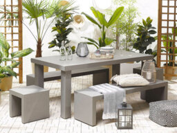 Beliani Garden Dining Set With Benches And Stools 6 Seater Taranto Concrete Grey - thumbnail 2