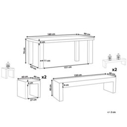 Beliani Garden Dining Set With Benches And Stools 6 Seater Taranto Concrete Grey - thumbnail 3