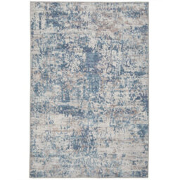 Loomed Blue Grey Distressed Abstract Washable Non Slip Rug 280X380Cm - thumbnail 1