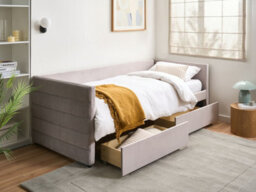 Beliani Daybed With Storage Marray Velvet Light Grey 90 X 200 Cm (Eu Single) - thumbnail 2