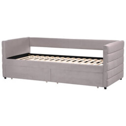 Beliani Daybed With Storage Marray Velvet Light Grey 90 X 200 Cm (Eu Single) - thumbnail 4