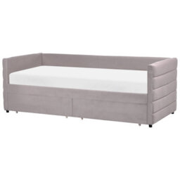 Beliani Daybed With Storage Marray Velvet Light Grey 90 X 200 Cm (Eu Single) - thumbnail 5