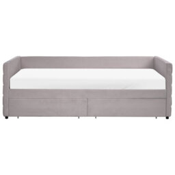 Beliani Daybed With Storage Marray Velvet Light Grey 90 X 200 Cm (Eu Single) - thumbnail 6
