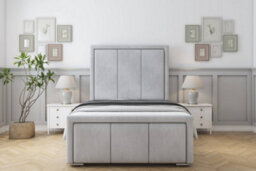 "Sloomy Lancaster Silver Naples Bed Frame With Mattress With 50"" Upholstered Headboard 3' Single" - thumbnail 1
