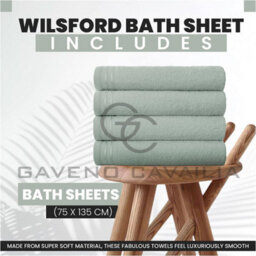 Gc Gaveno Cavailia 4 Pack Wilsford Supreme Bath Sheet Duck Egg Highly Absorbent Egyptian Cotton Towel Set - thumbnail 2