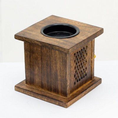 Serenityy Large Mango Wood Box Burner - Tree Of Life Carving, 12 X 12 Cm, Gloss Finish - image 1