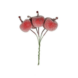 Frosted Apple Bunch - Red Artificial Flowers - thumbnail 1