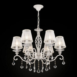 Luminosa Lighting Luminosa Grace Chandelier White With Gold & Crystal, With Shades, 6 Light, E14