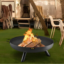 Vevor Durable Fire Pit Bowl 30-Inch Deep Round Carbon Steel With Drain Hole Portable Handles For Outdoor Use Black - thumbnail 9