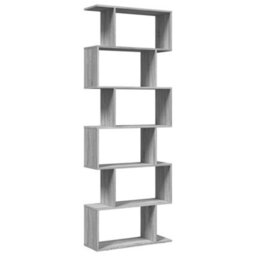 Walplus Room Divider Bookcase 6 Tier Grey Sonoma 70X24X193 Cm Engineered Wood - thumbnail 7