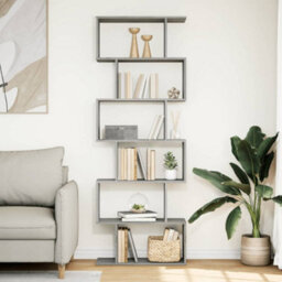 Walplus Room Divider Bookcase 6 Tier Grey Sonoma 70X24X193 Cm Engineered Wood - thumbnail 3
