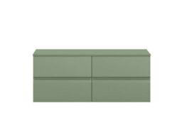 Hudson Reed Urban Satin Green Wall Hung 4 Drawer Vanity Unit With Worktop And Silent Close, 518 X 1205 X 390 - thumbnail 2